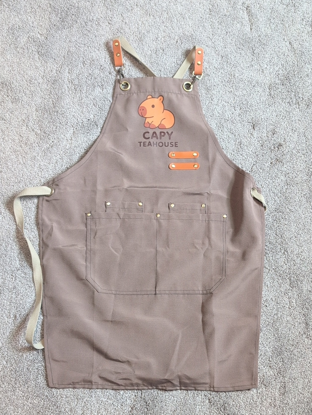 Brown Canvas Work Apron with Pockets
